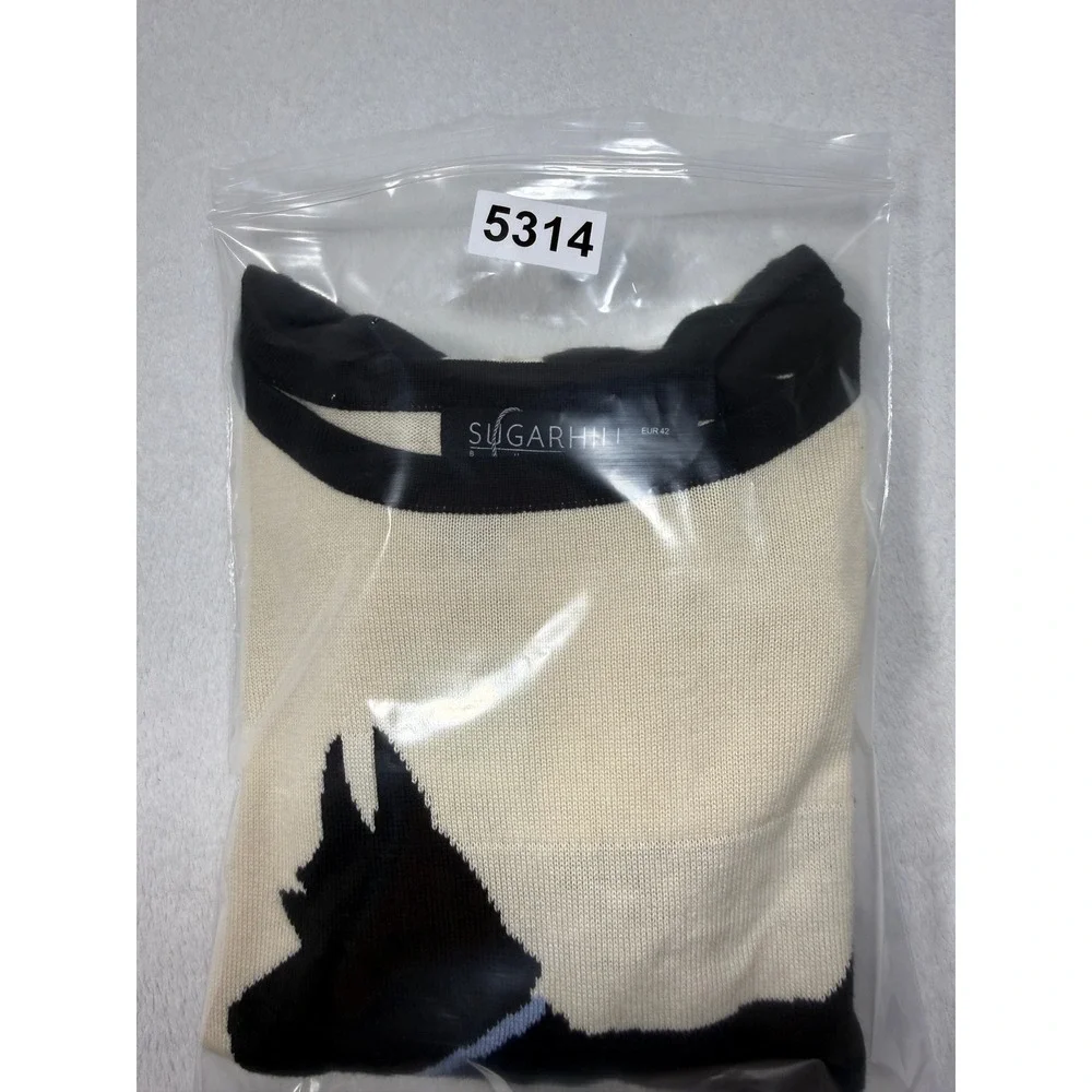 Sugarhill Boutique Scottie Sweater NWT Cream Black Polka Dot Dog Knit USA 8 UK14 - Picture 8 of 8